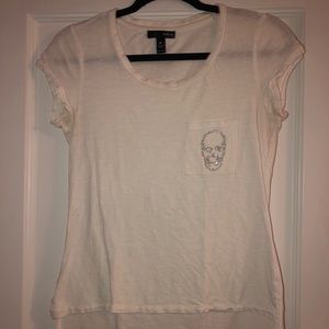 Women’s Aqua White W/ Bedazzled Skull T-shirt
